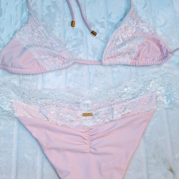 Beach Bunny Swim Brand New Beach Bunny Lady Lace Pink Set Bikini